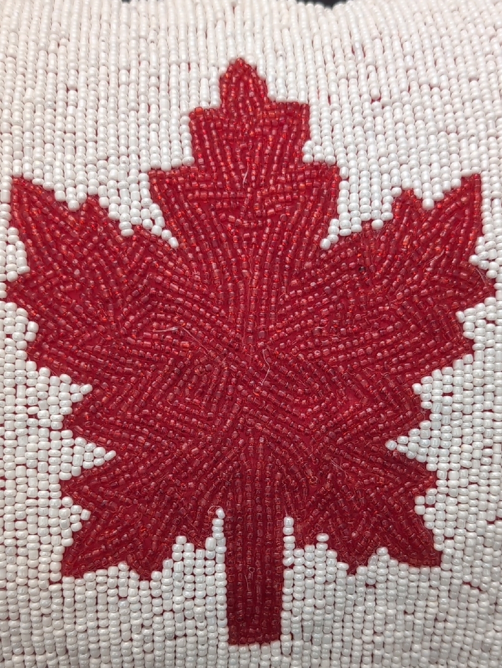 Pier 1 Imports,Red/White Beaded Pillow With Canadian Maple Leaf Design. - Picture 2 of 8